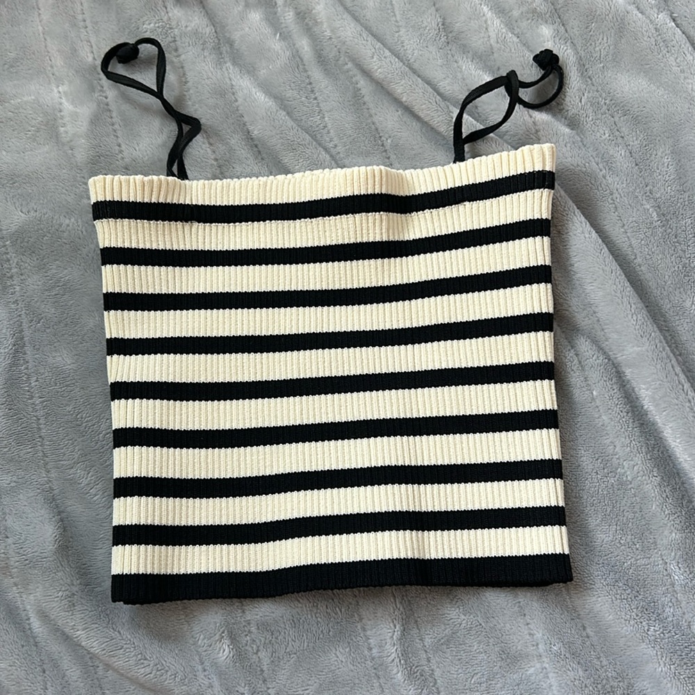 Zara Black and White Striped Tank Top